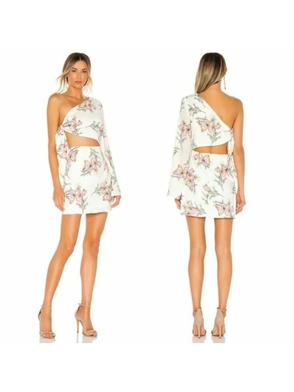 Superdown Essie One Shoulder Floral Mini Dress Small Wedding Guest Bridal Shower
